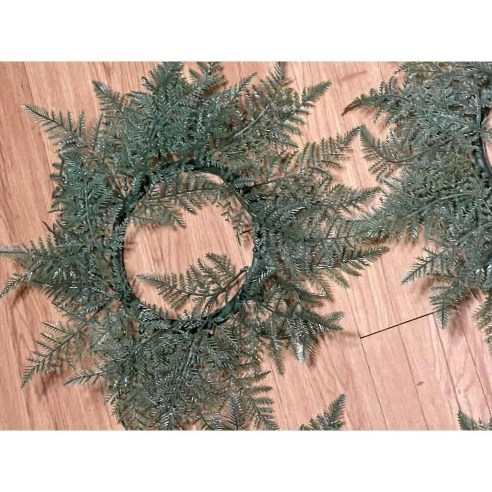 Vintage Plastic Fern Foliage Candle Rings Set of 4 Artificial Greenery